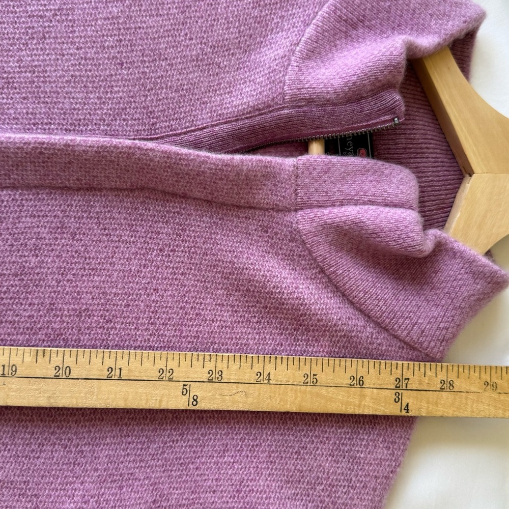 Vineyard Vines Classic Quarter-Zip 100 % Cashmere Sweater Large Lilac Pre-Owned - Picture 9 of 9